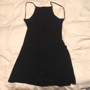 Black Cotton Scoop Back Mini Dress